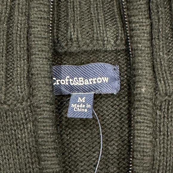 Men’s Croft & Barrow Medium Quarter 1/4 Zip Sweater Black Long Sleeve Cotton NWT - Picture 7 of 10